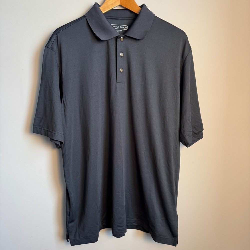 Pebble Beach Performance Golf Polo Black Mens XL Short Sleeve Preppy Pima Cotton